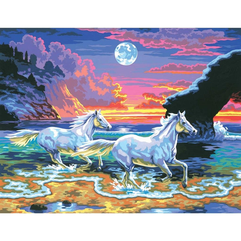 Load image into Gallery viewer, Basic Schilderen op Nummer Paarden op het Strand
