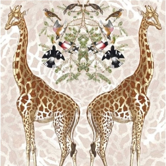 Kaart+envelop giraffe. 16x16 cm
