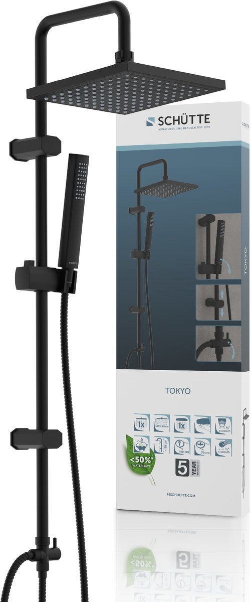Schütte tokyo douchesysteem - regendouche - 99 cm stang - mat zwart