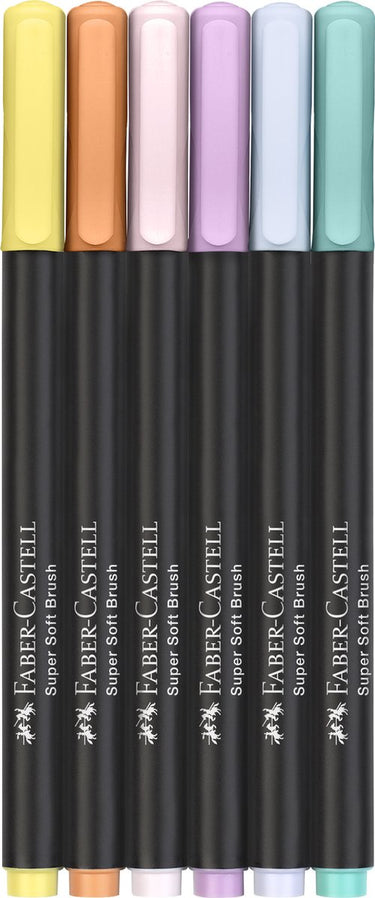 Faber-castell brushpennen - black edition - 6 stuks in karton etui - pastel kleuren - fc-116453