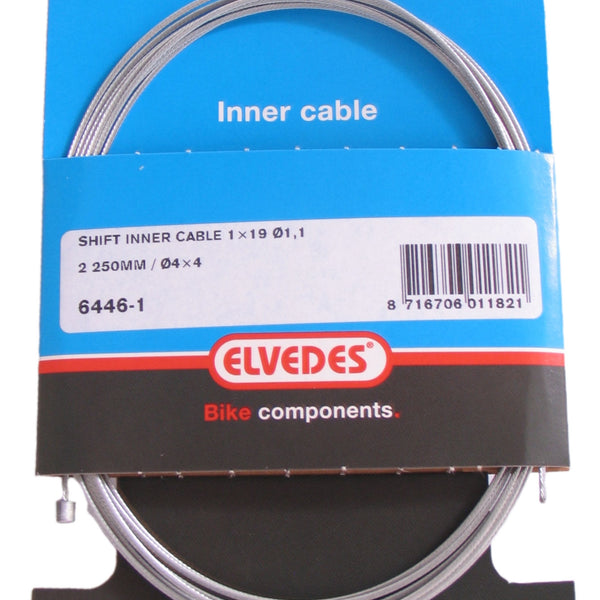 Shift inner cable Elvedes 2250mm galvanized ø1.1mm Shimano / Sram N-nipple (on card)