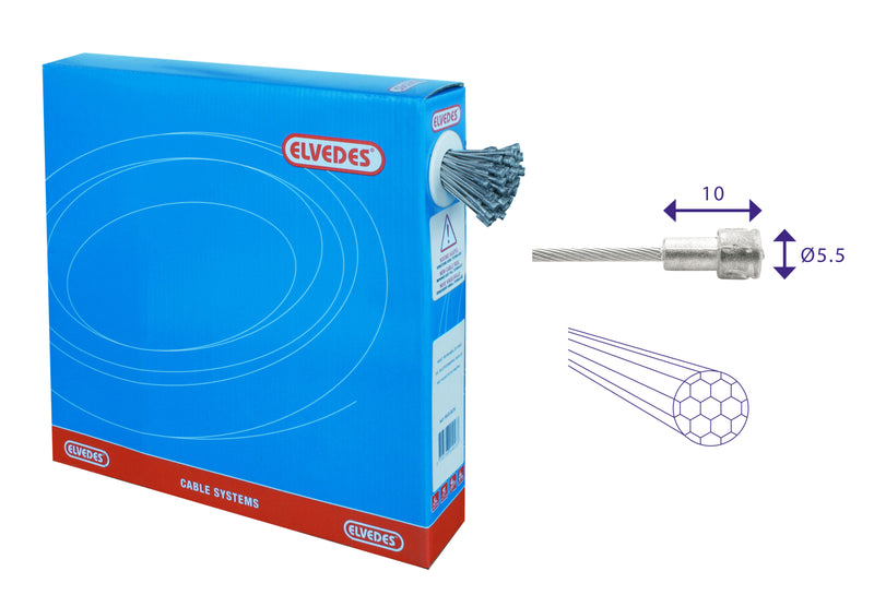 Load image into Gallery viewer, Rem binnenkabel Elvedes 2000mm RVS ø1,5mm V-nippel (100 stuks)
