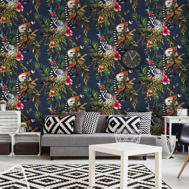 Dutch wallcoverings behang aap petrolblauw