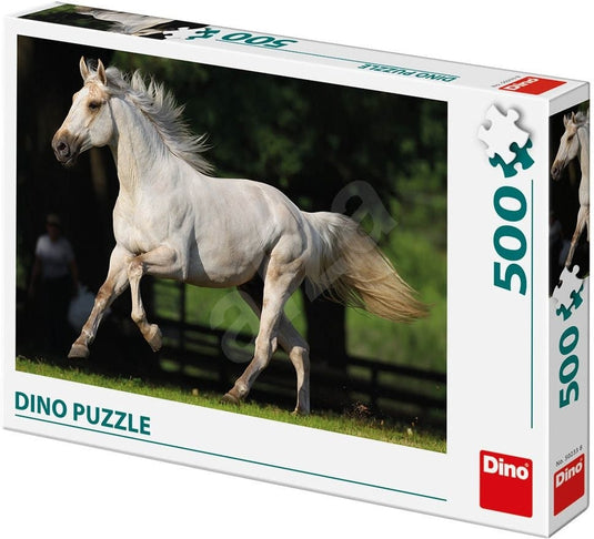 Dinotoys dino puzzel - white horse in the meadow - 500 stukjes
