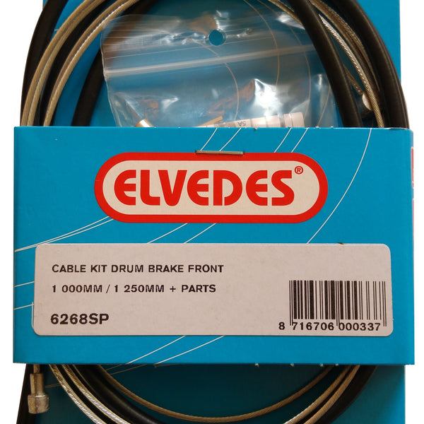 Drum brake cable kit Elvedes 1000mm / 1250mm galvanized - black (on card)