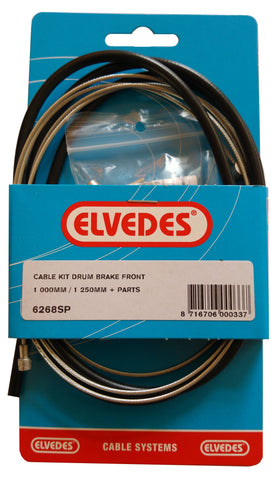 Drum brake cable kit Elvedes 1000mm / 1250mm galvanized - black (on card)