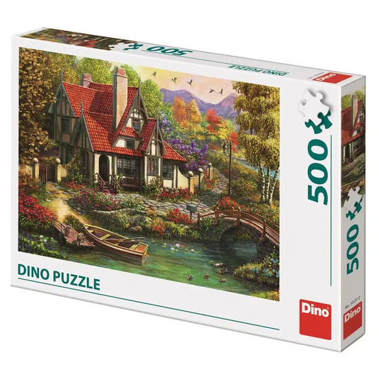 Dinotoys dino puzzel - cottage aan een meer - 500 stukjes