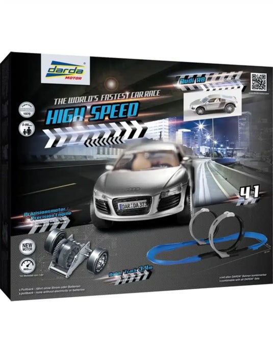 Vedes darda high speed racebaan met een audi r8 auto