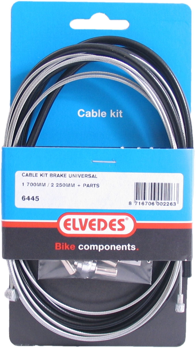 Universal brake cable kit Elvedes 1700mm / 2250mm galvanized - black (on card)