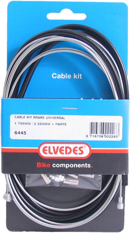 Universal brake cable kit Elvedes 1700mm / 2250mm galvanized - black (on card)