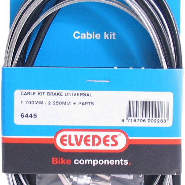 Universal brake cable kit Elvedes 1700mm / 2250mm galvanized - black (on card)
