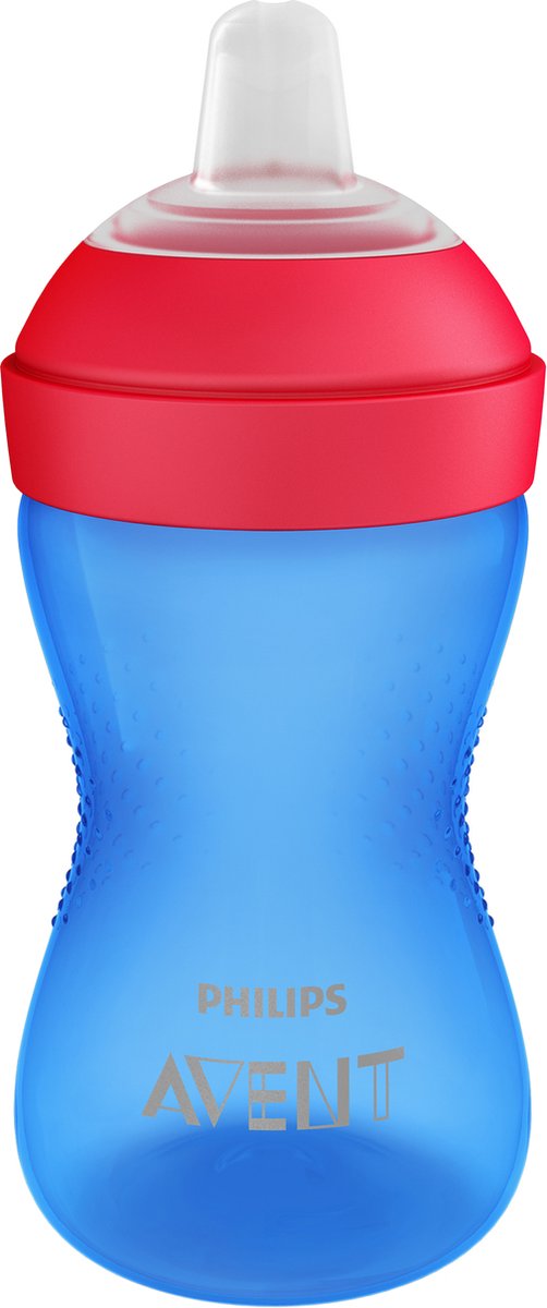 Philips avent zachte bijtbestendige tuitbeker - 9+ maanden - 300ml - blauw rood - scf802 01