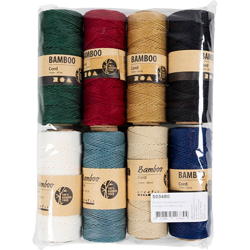 Afbeelding laden in galerijviewer, Http: www.cchobby.nl bamboekoord-dikte-1-mm-diverse-kleuren-8x65-m-1-set
