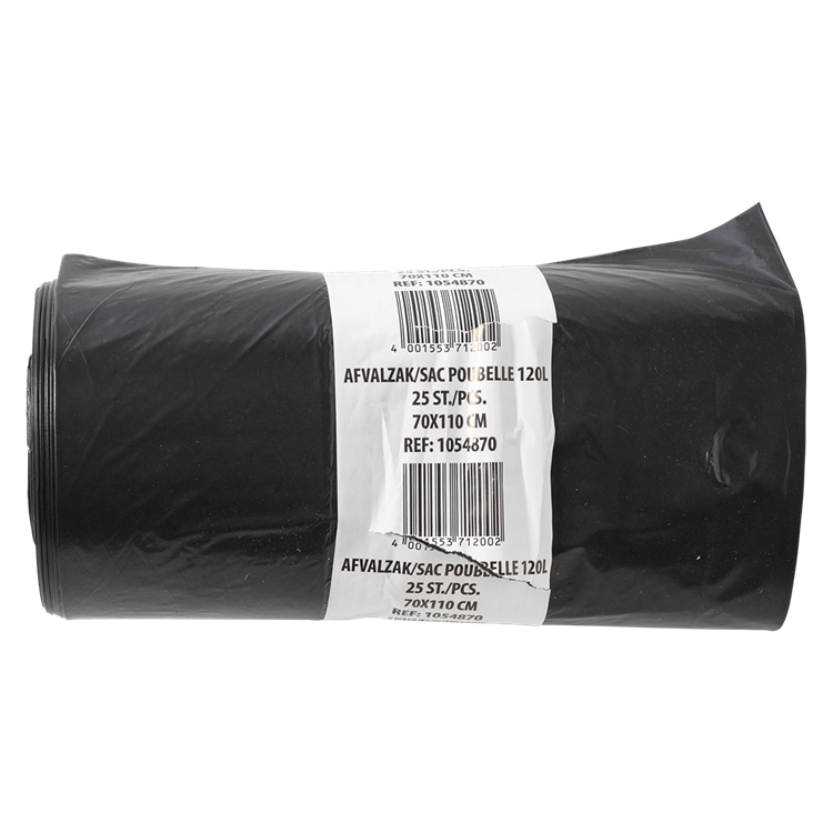 Load image into Gallery viewer, 1054870 - afvalzak 120 liter, zwart ldpe25 st per rol | 10 stuks
