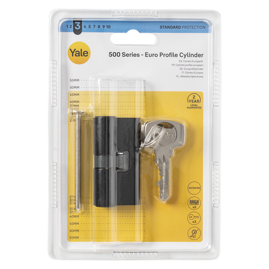 Yale 1070952 - profielcilinder 500 zwartmat 60mm (30 30) | 2 stuks