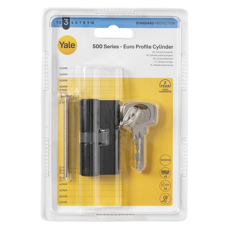 Load image into Gallery viewer, Yale 1070952 - profielcilinder 500 zwartmat 60mm (30 30) | 5 stuks
