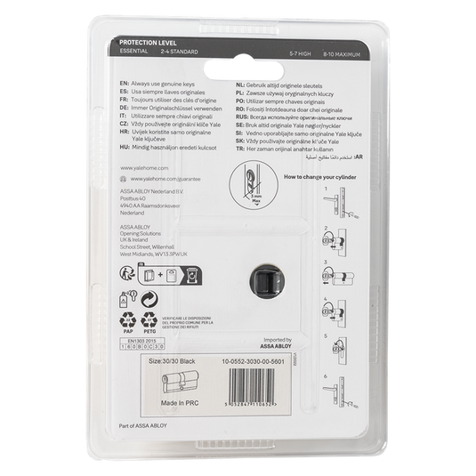 Yale 1070952 - profielcilinder 500 zwartmat 60mm (30 30) | 5 stuks
