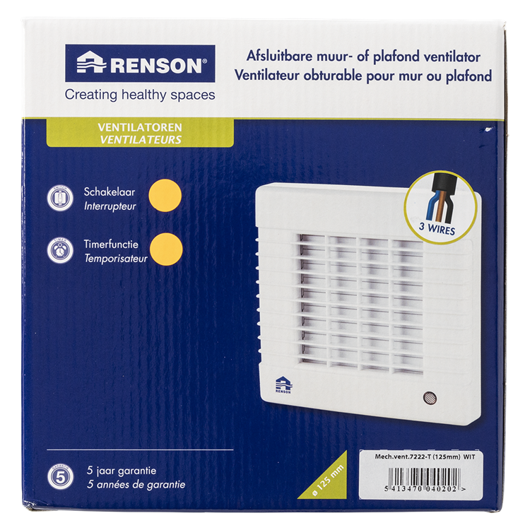 Load image into Gallery viewer, Renson 1006452 - afsluitbare ventilator met timer 7222t wit ø 125 | 2 stuks

