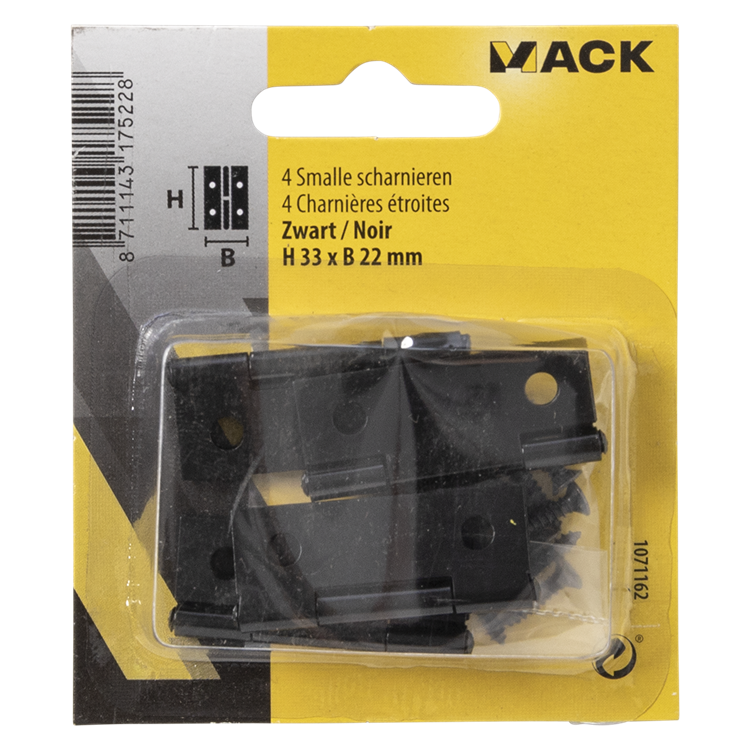 Load image into Gallery viewer, Mack 1071162 - 4 smalle scharnieren zwart h 33 x b22 mm | 5 stuks
