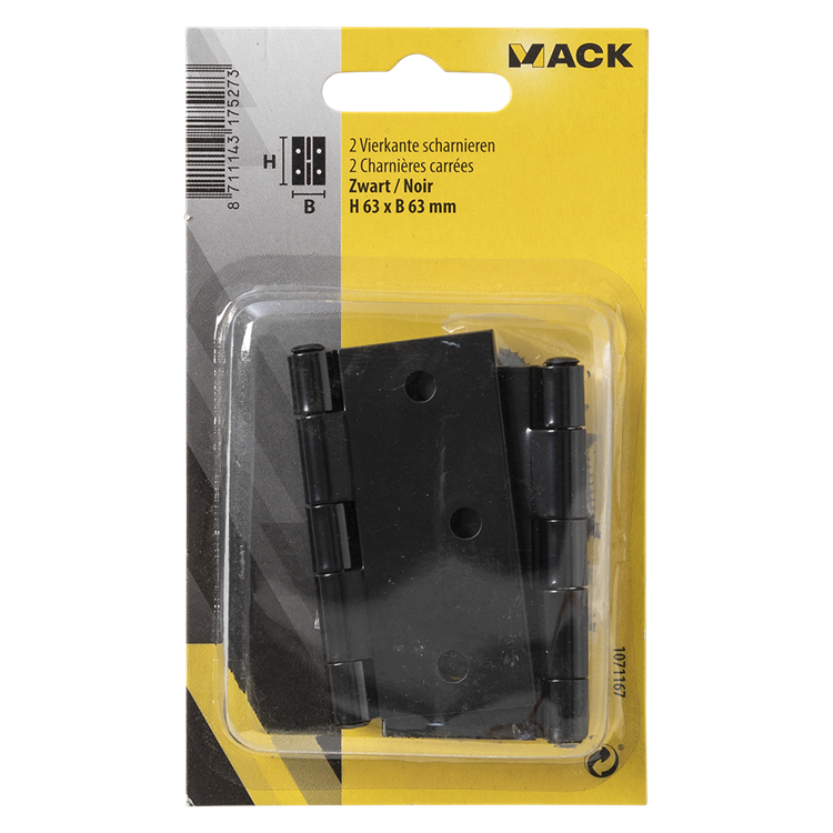 Load image into Gallery viewer, Mack 1071167 - 2 vierkante scharnieren zwart h63 x b63 mm | 5 stuks
