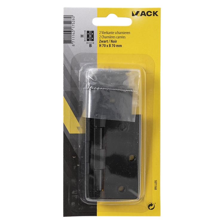 Load image into Gallery viewer, Mack 1071168 - 2 vierkante scharnieren zwart h 70 x b 70 mm | 5 stuks
