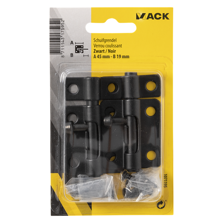 Load image into Gallery viewer, Mack 1071195 - 2 grendels zwart a 45 mm b 19 mm | 6 stuks
