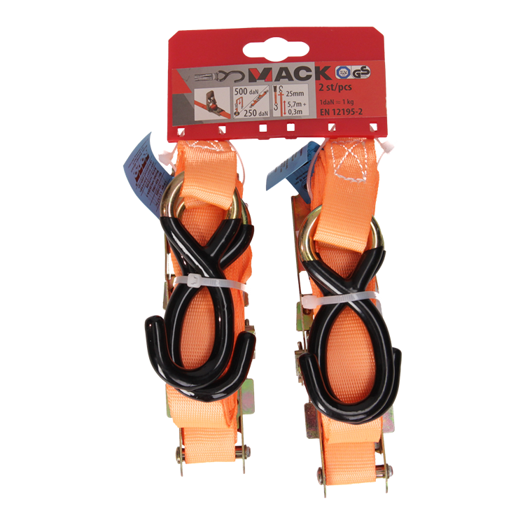 Load image into Gallery viewer, Mack 1072109 - 2 spangordels pe, ratelspanner25mm-6m max 500kg 2d, s haken | 5 stuks
