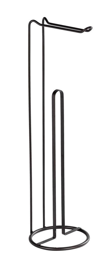 Wenko toiletrolhouder 2-in-1 lugano mat zwart staal - reserverolhouder - toiletpapier houder vrijstaand - wc rolhouder staand - zwart