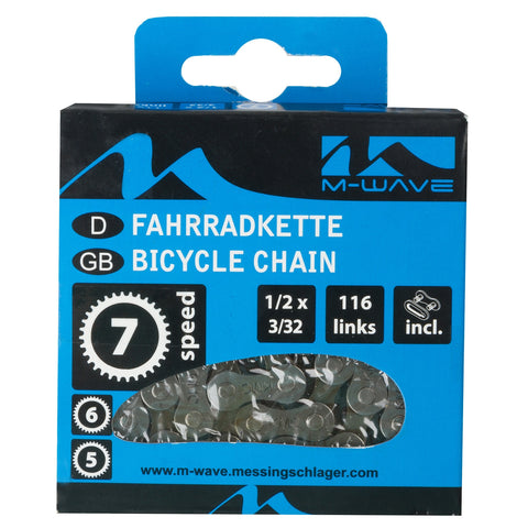 M-wave chain kmc 5/6/7 speed 1/2x3/32 116 links blister