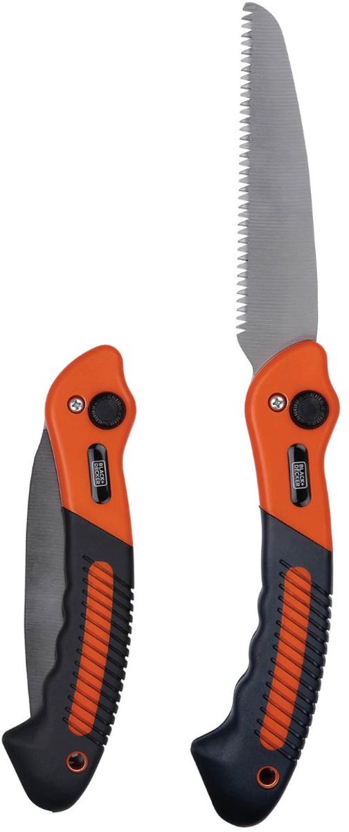Black+decker takkenzaag opvouwbaar - 22,5 x 6 x 3,5 cm - gekartelde, stalen snijkop - oranje zwart