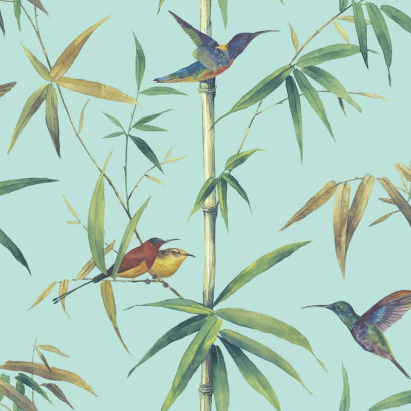 Load image into Gallery viewer, Noordwand Noordwand Behang Kolibri and Bamboo turquoise
