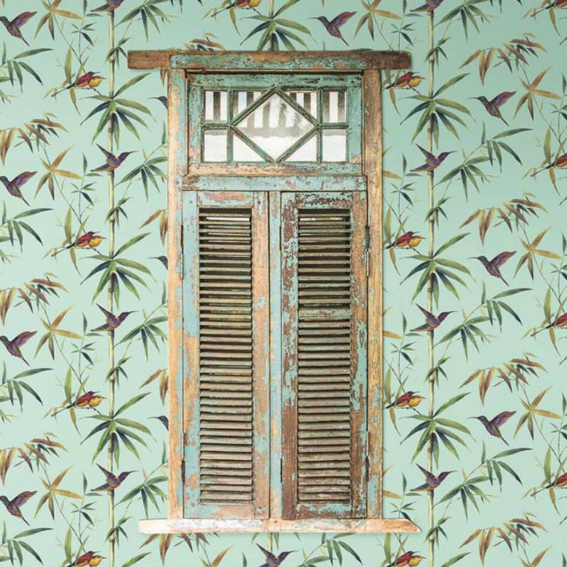 Load image into Gallery viewer, Noordwand Noordwand Behang Kolibri and Bamboo turquoise
