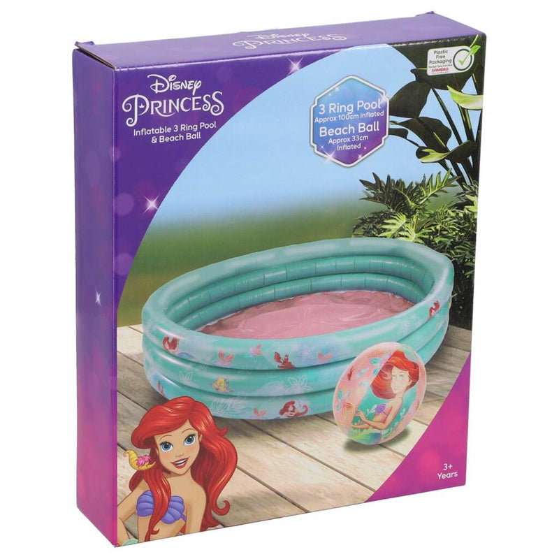 Load image into Gallery viewer, Disney princess 3 rings zwembad ariel + strandbal blauw roze
