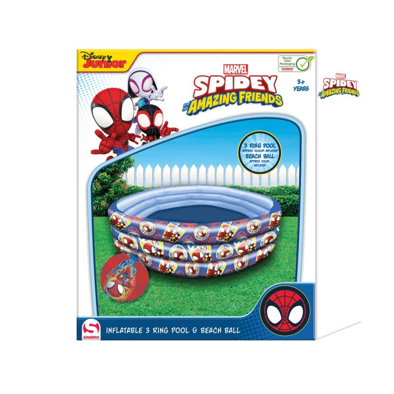 Load image into Gallery viewer, Disney spidey and friends 3 rings zwembad + strandbal donkerblauw rood
