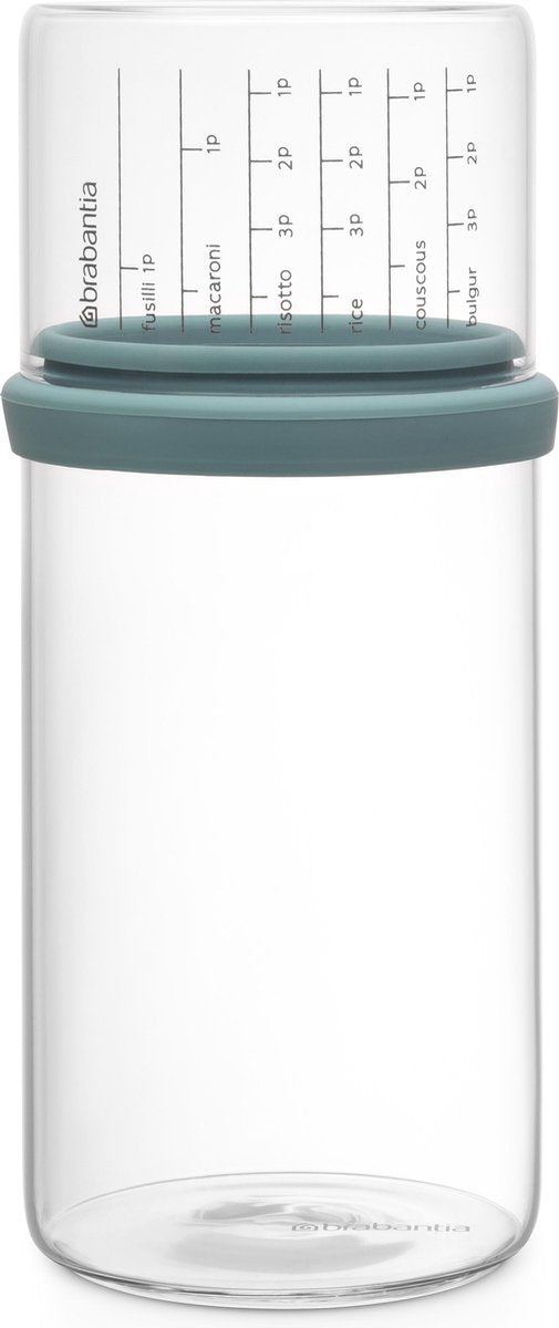 Brabantia glazen voorraadpot met maatbeker - 1 l - mint