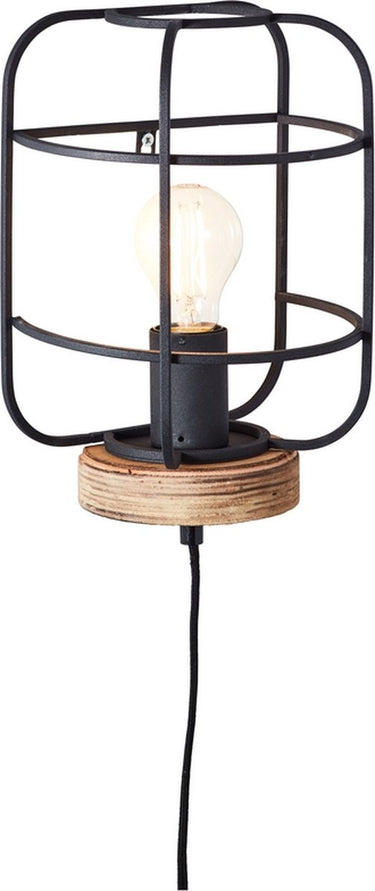 Brilliant gwen - wandlamp - e27 max 1x52w - zwart