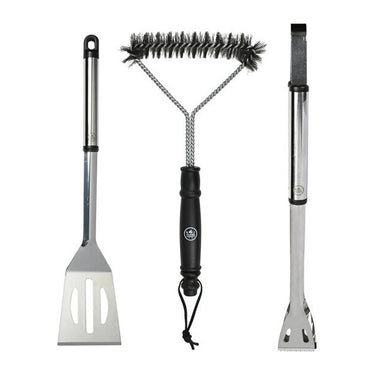 Interbosch flamecraft bbq gereedschapset 3-delig zwart rvs