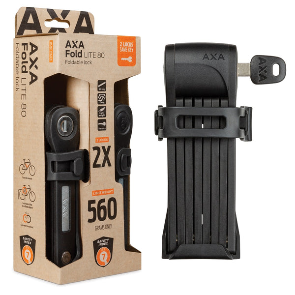 Axa vouwslot Fold Lite 80 Duo Pack gelijksluitend, zwart.