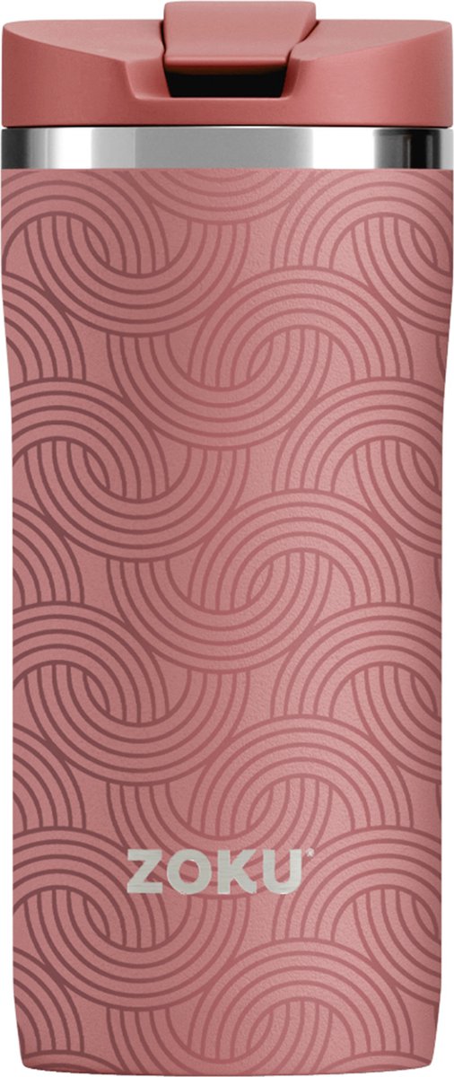 Zoku thermosbeker, 355 ml, rvs polypropyleen, bpa vrij, roze met print -
