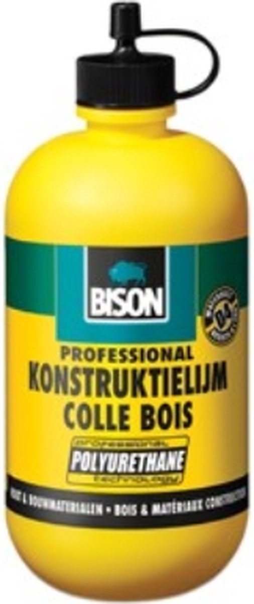 Bison houtkonstruktielijm flacon 250g, vloeibare, watervaste lijm op basis van polyurethaan, professioneel, d4, watervast, supersterk, overschilderbaar, temperatuur- en weerbestendig