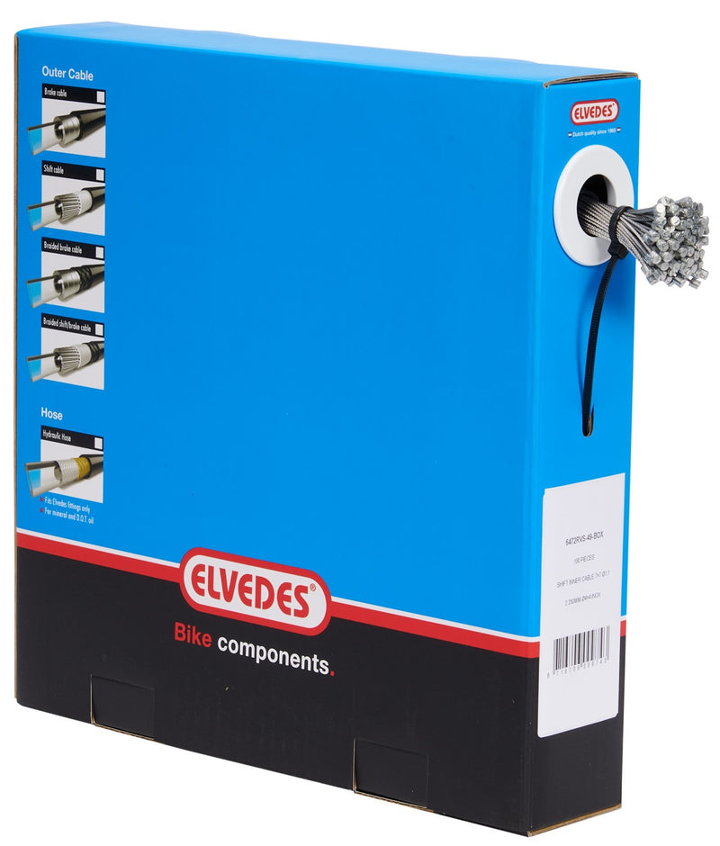 Load image into Gallery viewer, Elvedes schakel binnenkabel 2250 mm 7 x 7 draads rvs ø1,1 mm met n-nippel ø4,5 × 4,5 (doos à 50 stuks) - zilver
