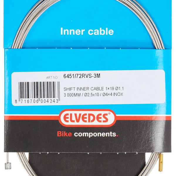 Gear inner cable stainless steel 2 nipples 3 meters 6451/72rvs/3m