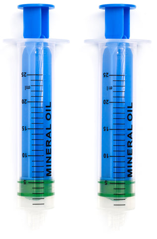 deaeration syringe set mineral oil transparent 2 pieces