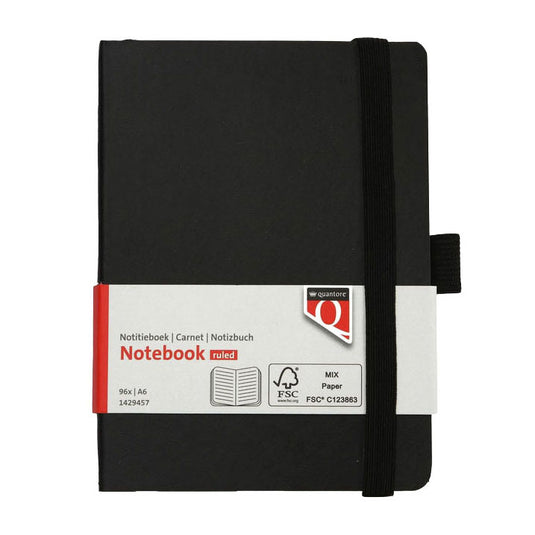 Quantore notitieboek a6 flex lijn 192blz 80gr zwart