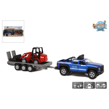 Kids globe terreinwagen met aanhanger en shovel, 30cm