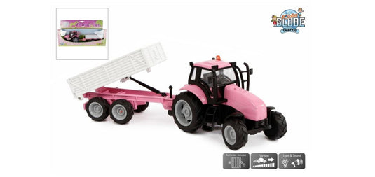 Kids globe tractor met aanhanger die cast rose l g