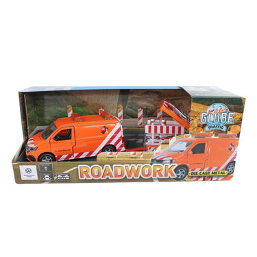 Kids globe vw transporter met pijlwagen en licht die-cast