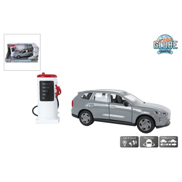 Kids globe volvo ex90 met oplaadpaal licht geluid die cast pull back 13,5cm