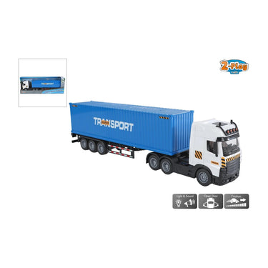 2-play vrachtwagen met oplegger frictie licht en geluid 38cm