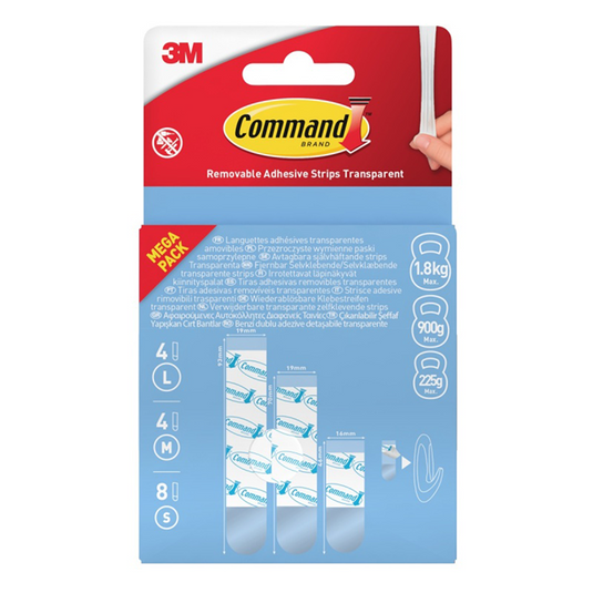3m 1075982 - command kleefstrips set 16st 8s + 4m + 4l doorzichtg verwijdrbr | 12 stuks